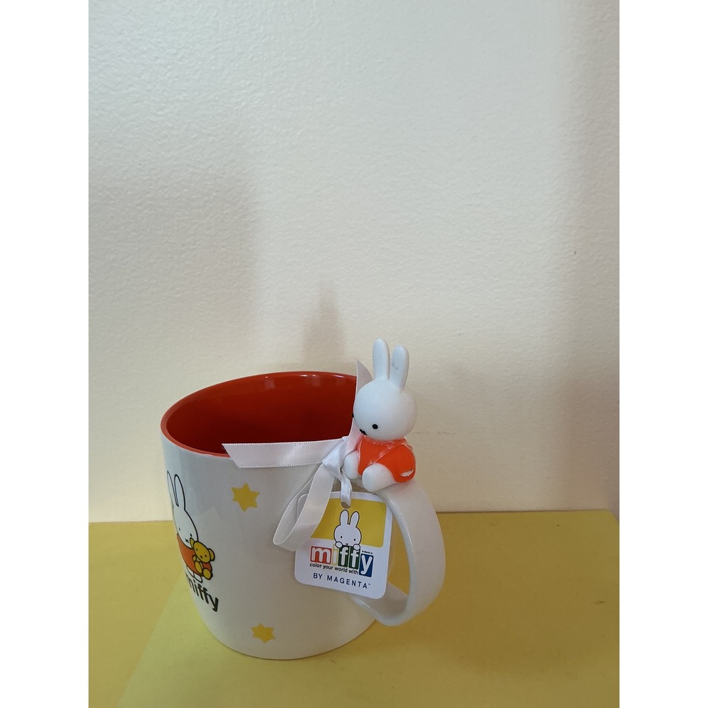 Miffy Bunny Yellow Star Ceramic Mug Orange‎ Interior with Miffy Charm by Magenta - Picture 2 of 5